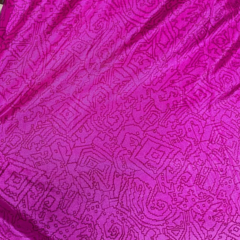 Vintage Y2K La Belle Midi Dress Pink Paisley Party Metallic Size 11